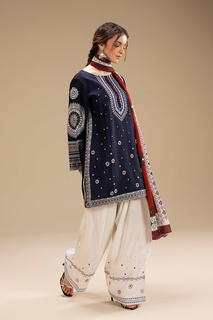 SAPPHIRE -3PC LAWN EMBROIDERED SHIRT WITH DIGITAL PRINTED DUPATTA-BU-520