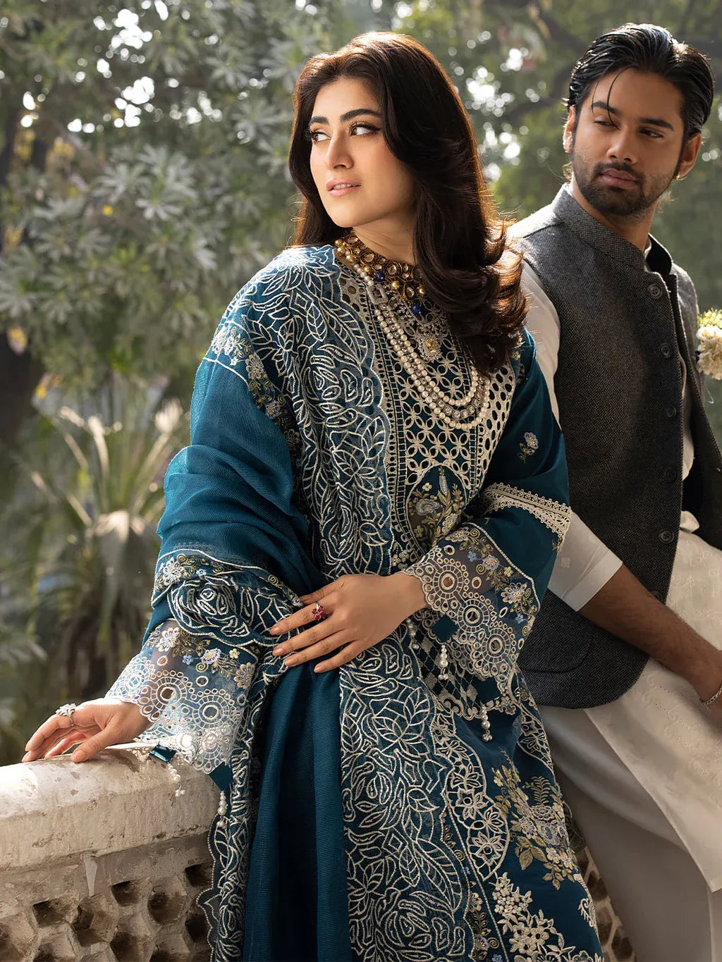 MAHNUR-3PC LAWN EMBROIDERED SHIRT WITH KHADDI NET EMBROIDERED DUPATTA AND TROUSER-RP-4609