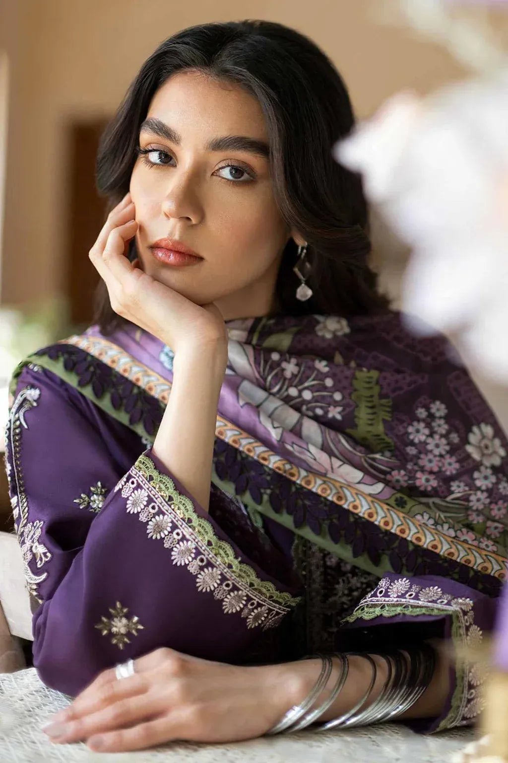 JAZMIN-3PC LAWN EMBROIDERED SHIRT WITH CHIFFON PRINTED DUPATTA AND TROUSER-RP-4631