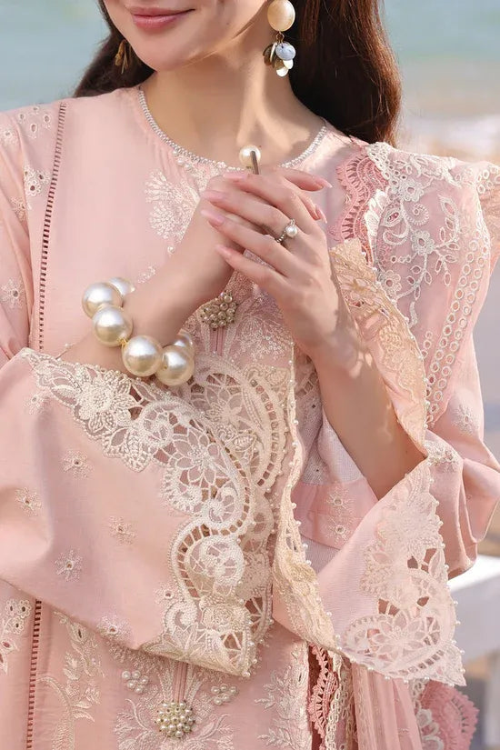 QALAMQAR-3PC LAWN EMBROIDERED SHIRT WITH KHAADI NET EMBROIDERED DUPATTA AND TROUSER -RP-4698