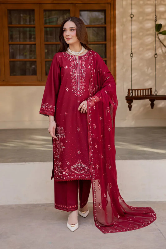 BATIK-3PC LAWN EMBROIDERED SHIRT WITH CHIFFON EMBROIDERED DUPATTA AND TROUSER-RP-4824