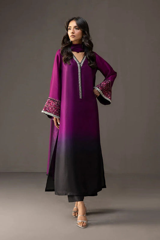 ZAINAB CHOTANI-3PC SHAMOZ SILK PRINT EMBROIDERED SHIRT WITH SOFT SILK PRINT DUPATTA & SILK TROUSER BIC-1716